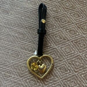 Juicy Couture Gold Tone Logo Heart & Yellow Crystal Lanyard Bag/Key Chain
Charm